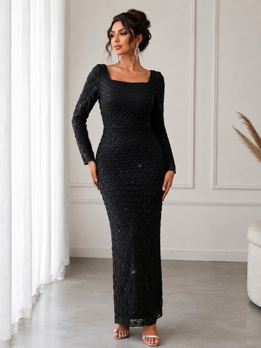 Black sparkle embellished maxi - black,