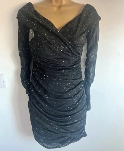 Dressmezee black glitter mesh - black,