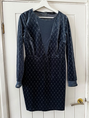 Blue velvet bodycon mini dress - velvet,