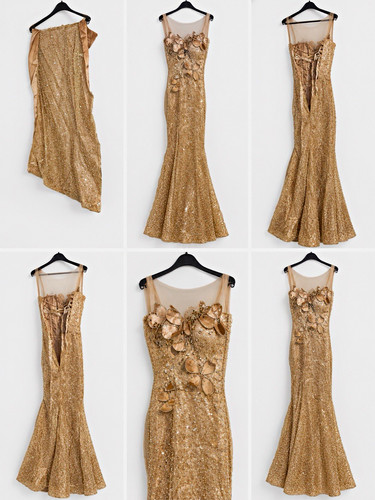 Gold sequin mermaid - gold, handmade