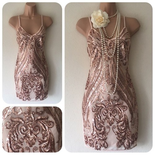 Rose gold sequin short dress - rose,