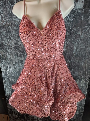 Sparkly pink sequin mini - pink, dress
