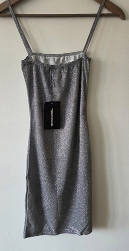 Bnwt silver glitter mini dress - silver,