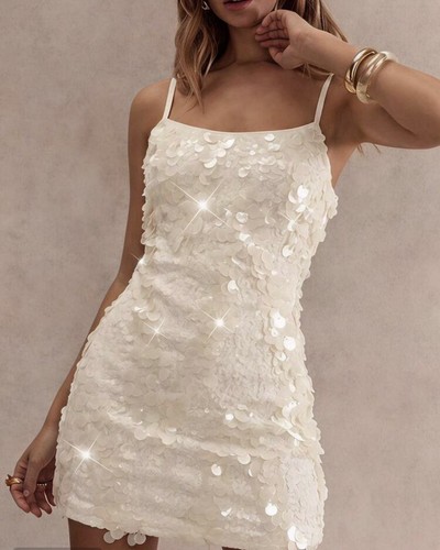 Shein white sequin sparkle - white,