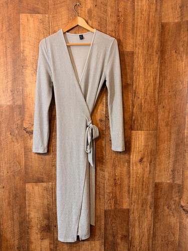Shein silver sparkle wrap midi - shein,