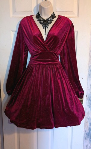 Burgundy sparkle velvet - , retro