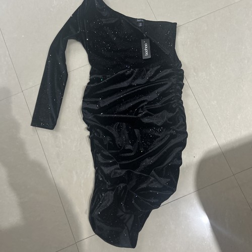 Black velvet sparkle dress - black,