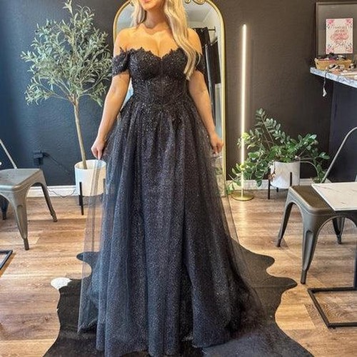 Bridal black glitter beaded - glitter,