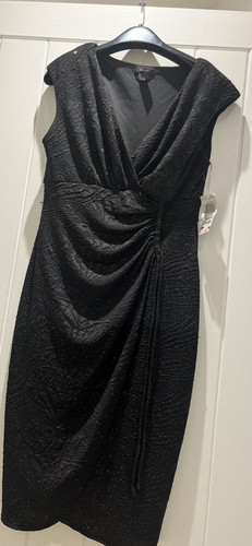 Black diamanté evening dress - black,