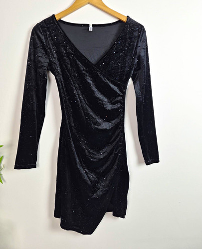 Black velvet mini dress - velvet,