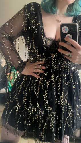 Droplet tassel sequin plunge - tassel,